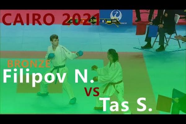 Preview image for the video "Karate1. Premier League. Cairo 2021. Filipov Nikita - Tas Sami. Male kumite -60 kg".